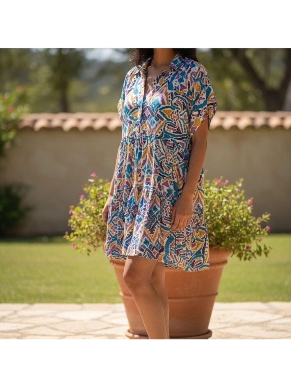 Umgee Multicolor Paisley Dress | size Large